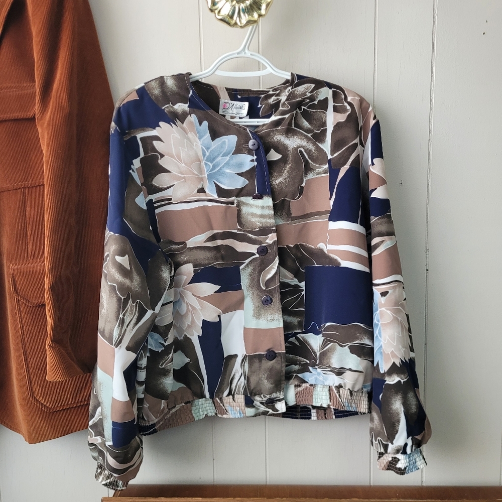 Vintage D'Allairds Windbreaker Jacket Floral Block Print Canada